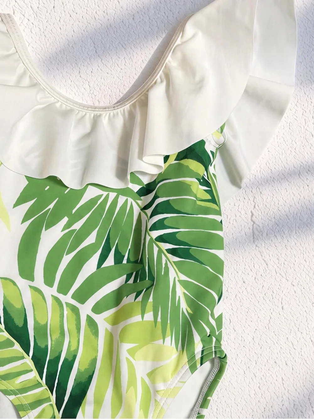 NWT Janie and Jack Tropical Leaf Ruffle Swimsuit - 6-12 Months
